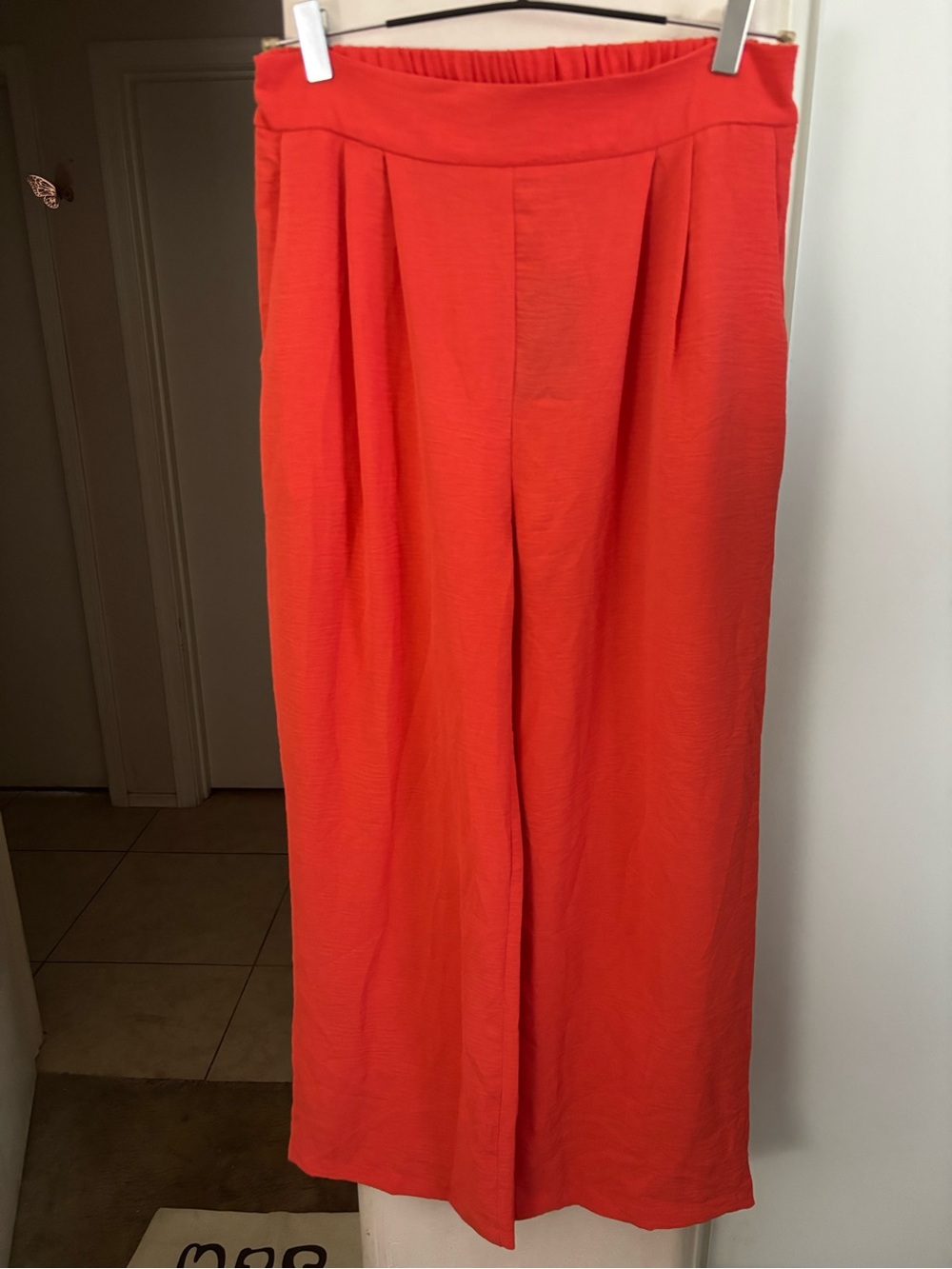 NWT Monteau Los Angeles High-Waist Wide Leg Pants in Bright Coral, Size XL